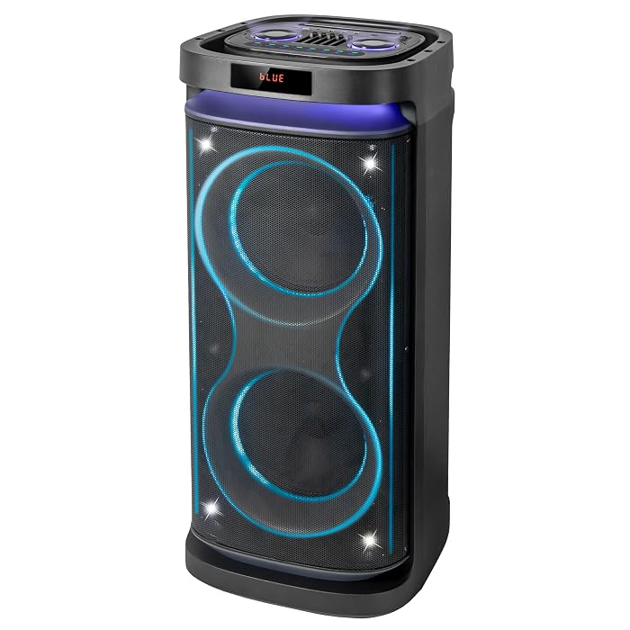 Supersonic IQ Sound IQ-7810DJBT 2X10-inch Bluetooth Speaker with TWS, 2x10 Woofers, LED Light Show, FM Radio, Micro SD/USB/AUX/2 Mic Inputs, Trolley Handle & Wheels, 80W RMS, 5Hr Playtime