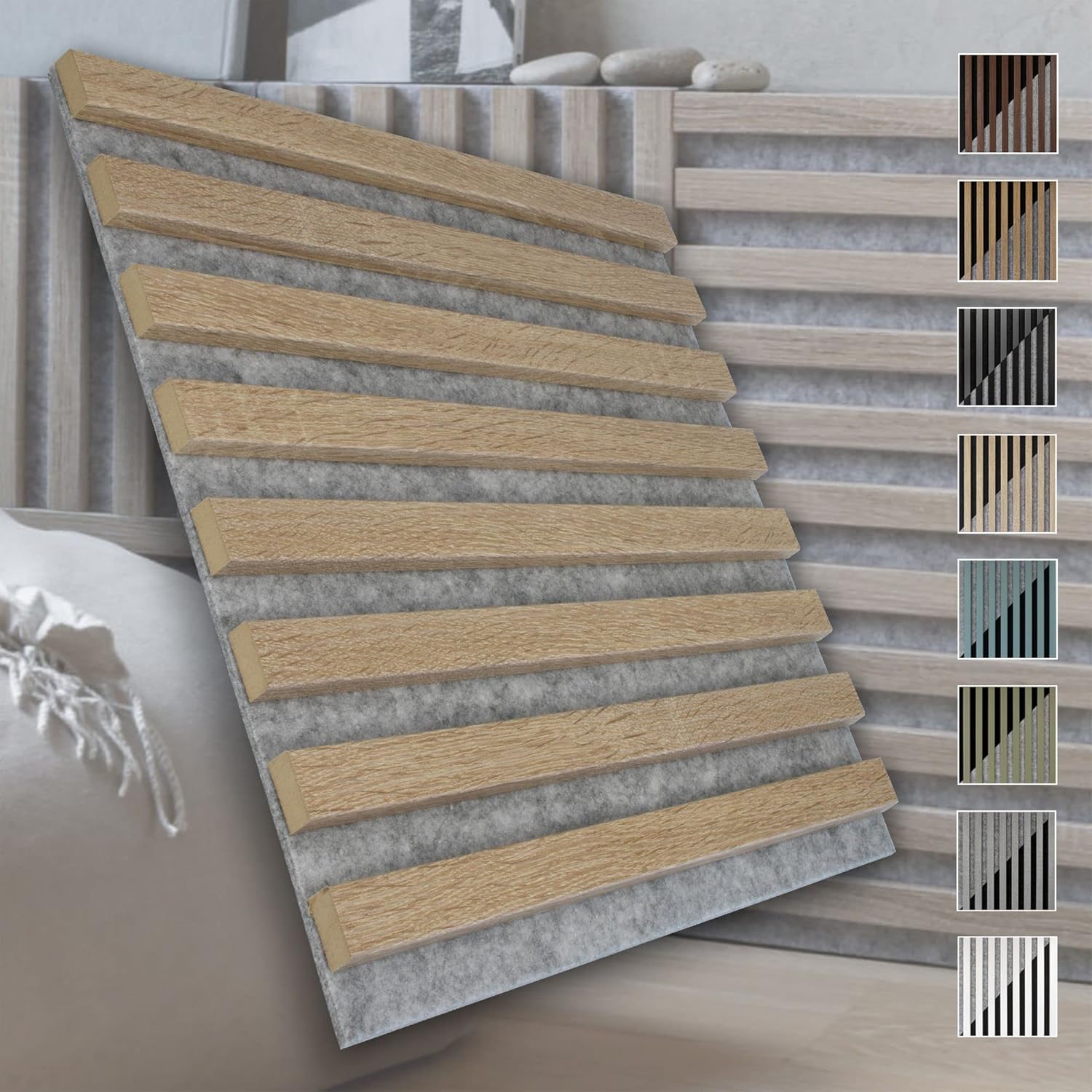 MARBET DESIGN Akustikpaneele Akustikquadrate 40x40cm Wandverkleidung Holz - (1 Paneel, grau ...