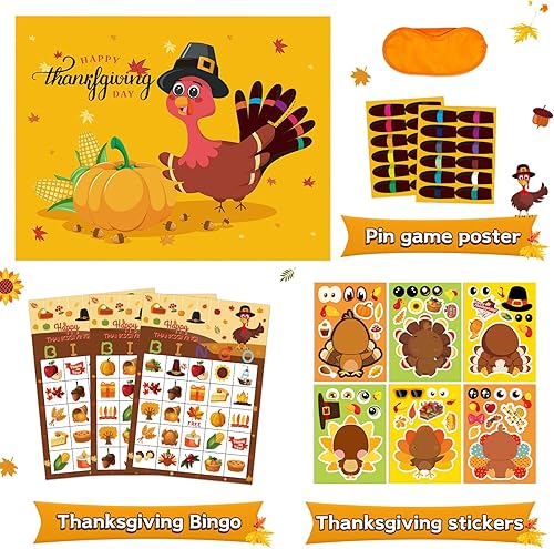 Miniatura 2 de Funnlot Juegos de Acción de Gracias, 4 en 1, juegos de fiesta de Acción de Gracias para niños, calcomanías de Acción de Gracias, juegos y