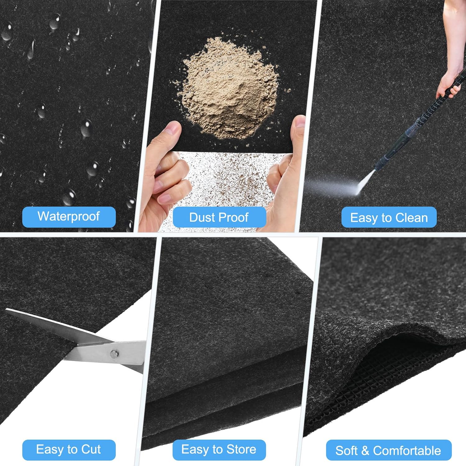 M METERXITY 3 mm Thickened Outdoor Storage Shed Mat, 5x6 ft Waterproof Shed Flooring Mat for Patio Furniture Floor Protecting from Wear/Liquid/Dust/Oil, Non-Slip Felt Rubber Rug Pad [Grey]