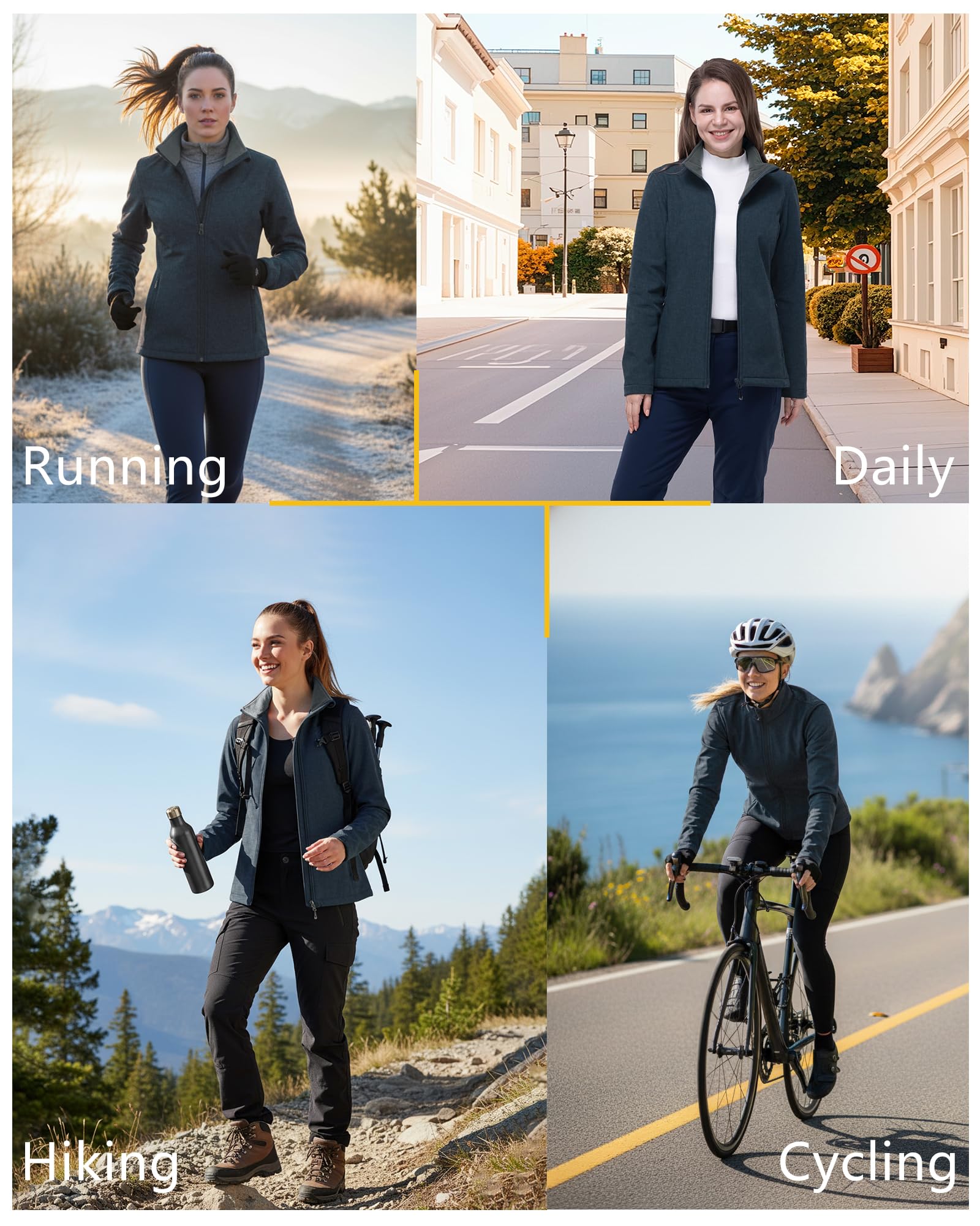 33,000ft Damen Softshelljacke Wasserdichte Winddichte Funktionsjacke Atmungsaktive Übergangsjacke Leichte Fahhradjacke zum Golf, Laufen, Wandern