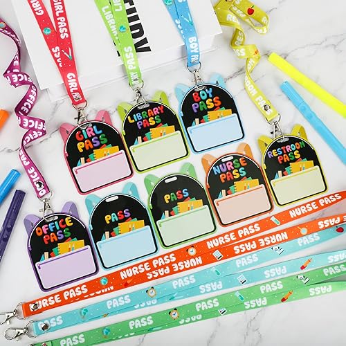 Miniatura 5 de 8 pases de pasillo para aulas, pases irrompibles de PVC para pasillos, pases para pasillo, baño, biblioteca, oficina, niño, niña y enfermera, ideal