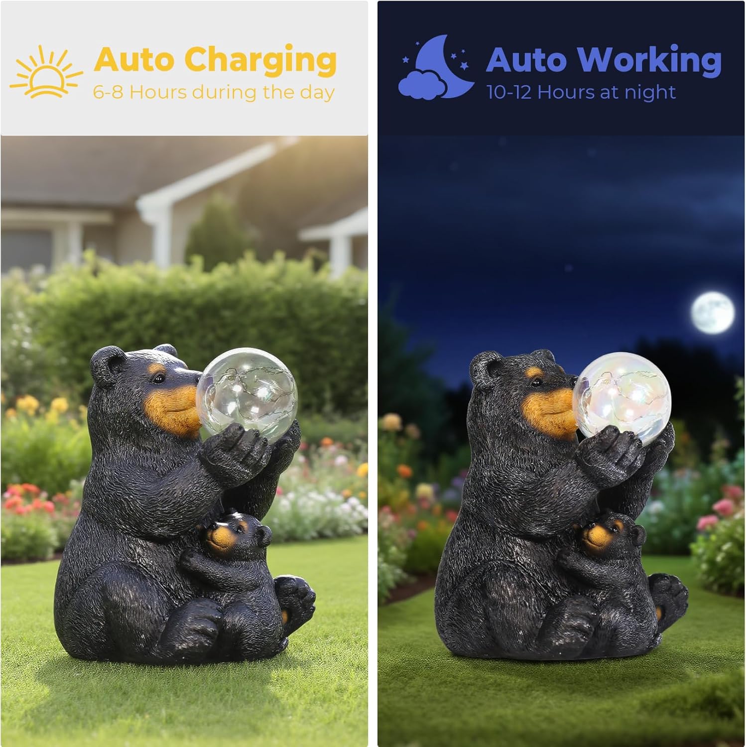 Solar Garden Statues Loving Bear Figurine with Ballon Lights for Outside, Yard Decorations Outdoor, Garden Decor Unique Birthday Housewarming Gifts for Mom, Women - Image 7