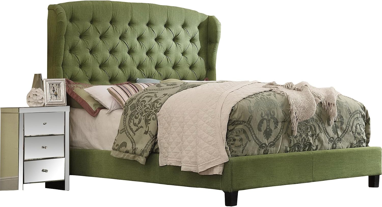 Amazon.com: Rosevera Platform Green Felisa Upholstered Panel Bed : Home ...