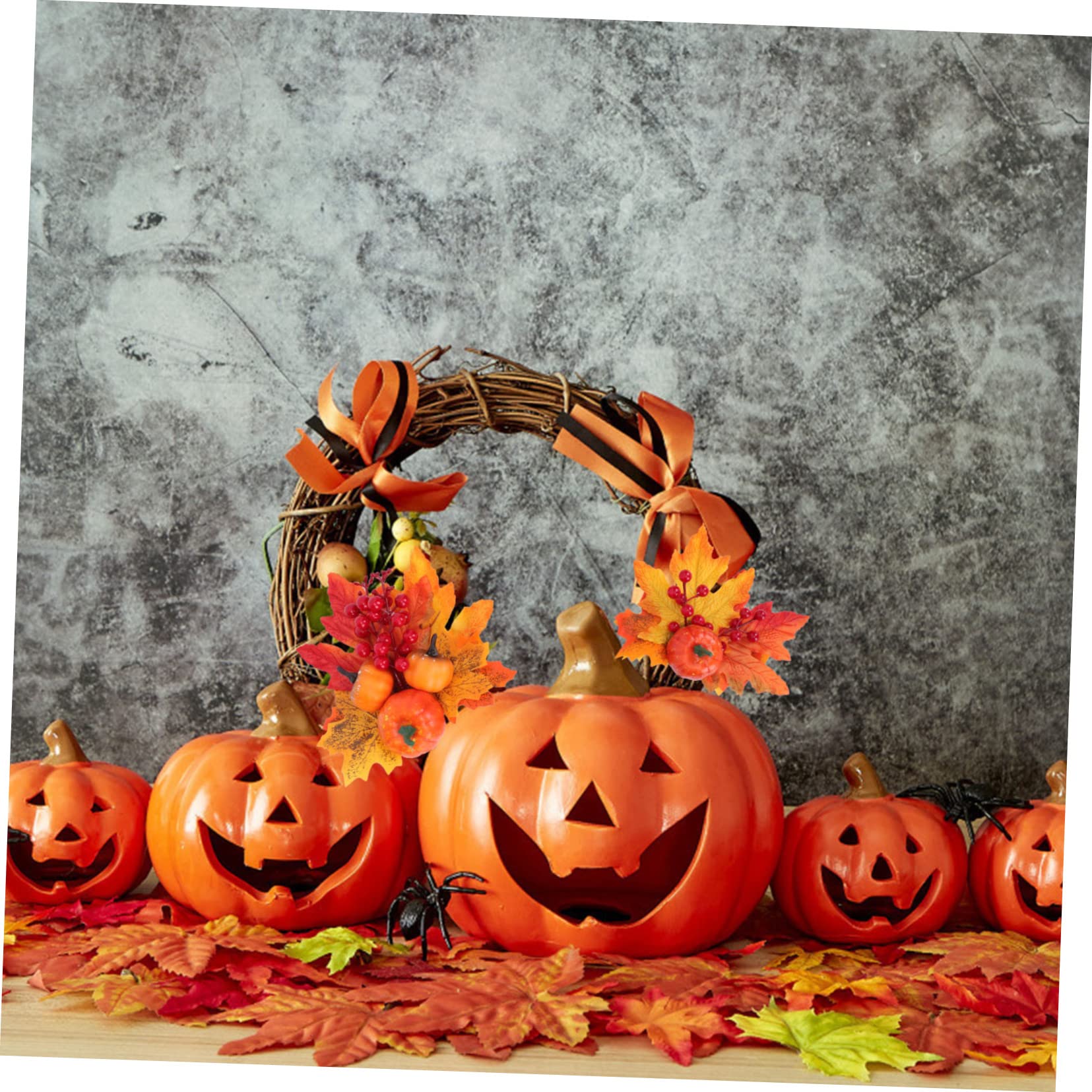 TOPBATHY 9stücke Teiliges Künstlicher Kürbisse Mit Ahornblättern Herbstdekoration Für Halloween Und Erntedankfest Für Partys Tischdeko Und Outdoor-Dekoration