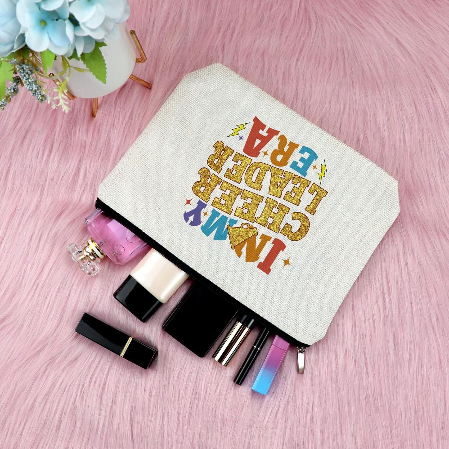 Cheerleader Gifts Makeup Bag Cheerleading Lover Gift for Women Cheer Leader Stuff for Daughter Friend Cosmetic Bag for Sports Fans Cheerleading Gift for Team Christmas Birthday Gifts for Cheerleader - Image 4