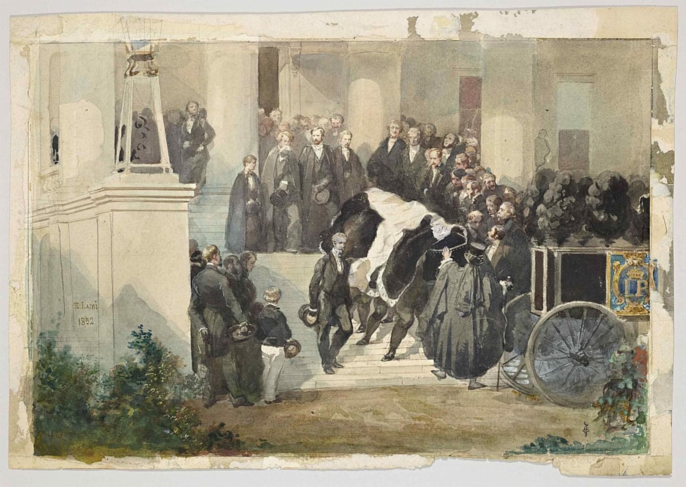 Toile le cercueil du roi Louis quittant Claremont House par Eugene Louis Lami 60x90cm - 5