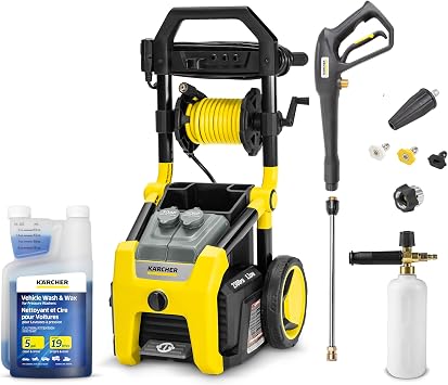 Karcher K2300PS - Max 2300 PSI and 1.2 GPM - Electric Pressure Washer, Set Includes Foam Cannon, 1 Quart Vehicle Wash & Wax Detergent, Turbo, 15, 40 and Soap Nozzle