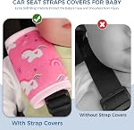 COOLBEBE Plaquettes d'épaules pour bébé tout-petit, housses de ceinture de sécurité pour tous les sièges de voiture, poussette, poussettes, chaise haute (Pink Licorne)