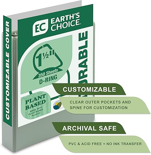 Vista 118 de Samsill - Carpeta de anillos redondos de 3 pulgadas, respetuosa con el medio ambiente, con certificado USDA Biobased, colección de moda, paquete