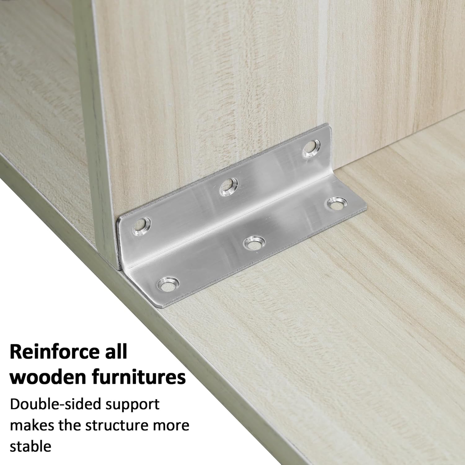 L Bracket, Heavy Duty Corner Brace, 20 Pack 4" Metal Shelf Bracket Angle Bracket for Shelves, Polished Silver Stainless Steel Braces for Wood Furniture