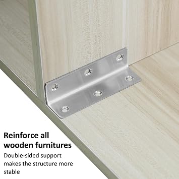 L Bracket, Heavy Duty Corner Brace, 4 Pack 4 Metal Shelf Bracket Angle Bracket for Shelves, Polished Silver Stainless Steel Braces for Wood Furniture