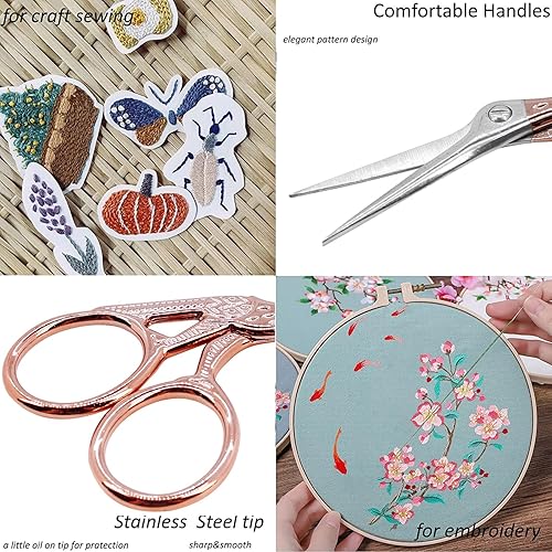 Miniatura 7 de BIHRTC Tijeras de bordado de 3.6 pulgadas, pequeñas tijeras de bordado de precisión, tijeras de acero inoxidable, tijeras de manualidades, tijeras
