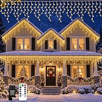Toipwen Luci Natalizie da Esterno 20M 560 LED Bianco Caldo Telecomando