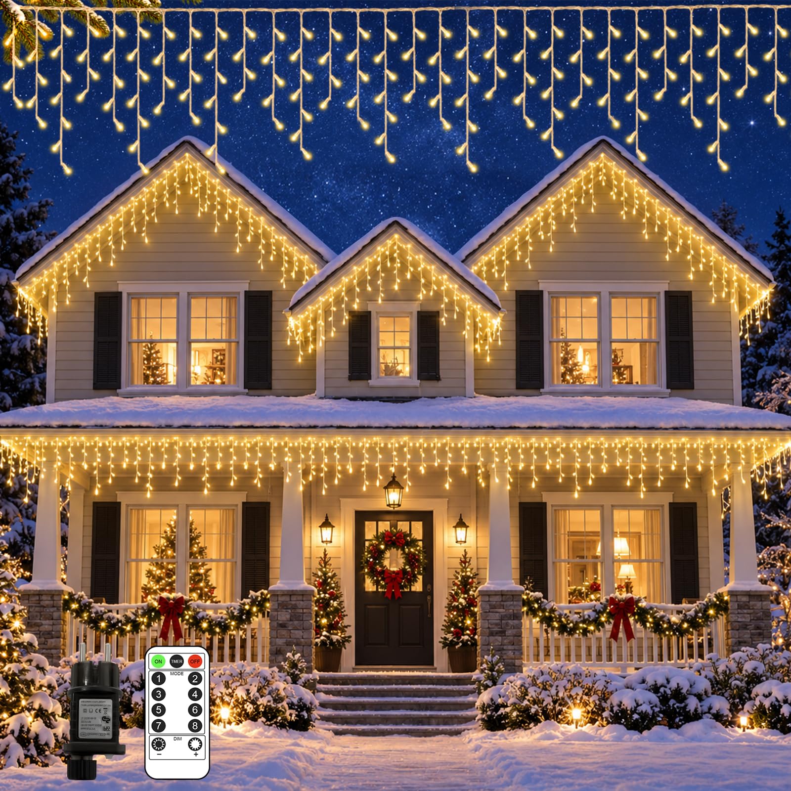 Tenda Luminosa Natale 20M 560 LED Bianco Caldo Telecomando