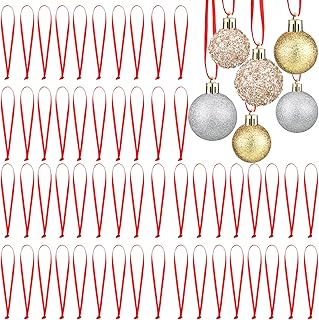 Shappy Pieces Hangers Ribbon 10.6 Inch Christmas Ornament Ribbon Tree Lanyard String Thin Ribbon Strap Christmas Ribbon Fabric Long Loop for Holiday School Wedding Crafts Decor Party Gift (Red)