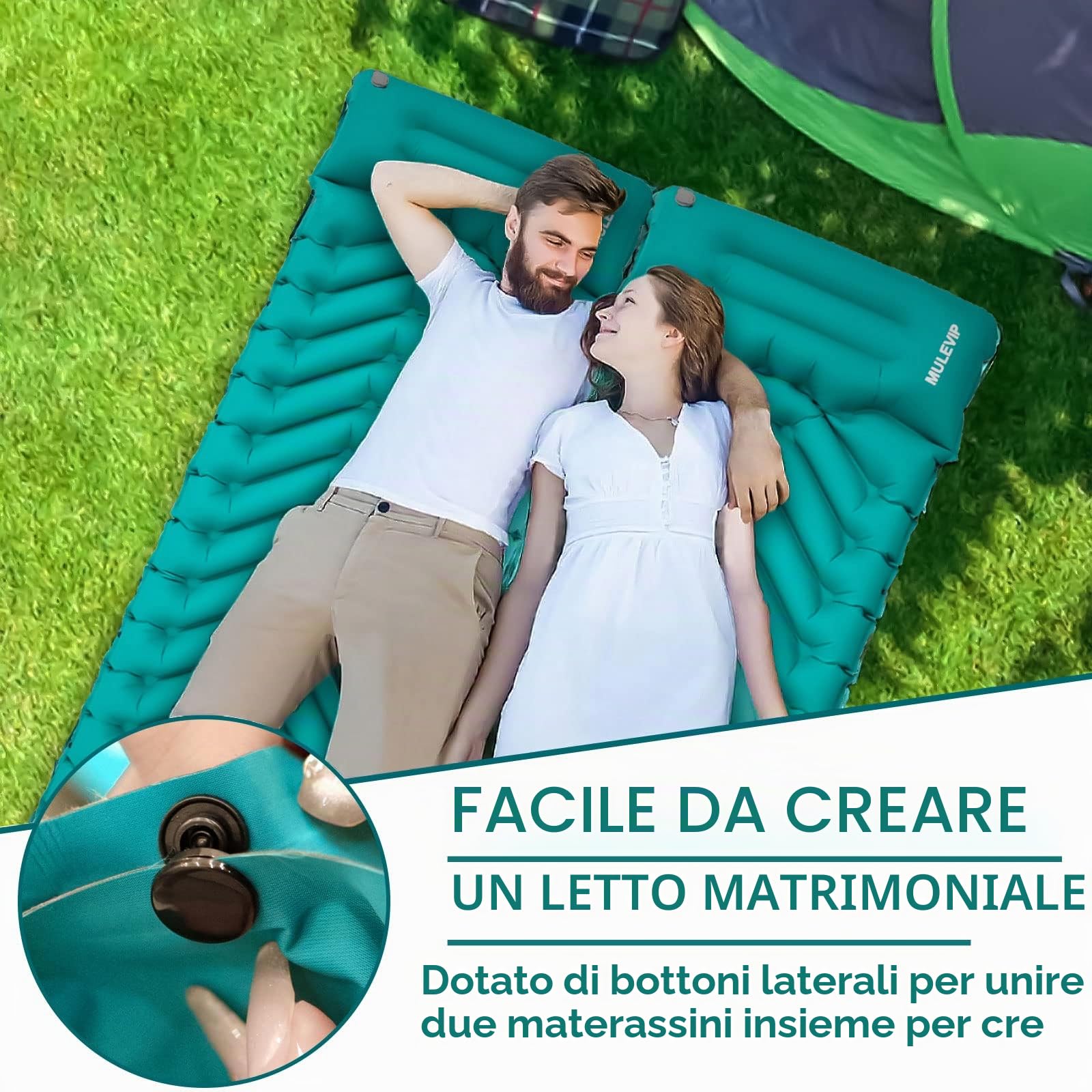 Materassino Campeggio Autogonfiabile, Materassino Gonfiabile Impermeabile, con Pompa Incorporata, 9cm Spessore per Backpacking,Viaggio,Campeggio,Spiaggia,All'aperto & Interno