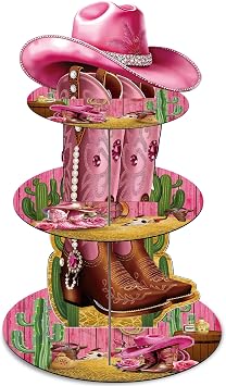 Keluna Boots on The Ground Party Decorations - 3 Tier Western Cowgirl Themed Cupcake Stand Boots on The Ground Dessert Tower Party Decor for Birthday Wild West Cowgirl Theme Baby Shower Decorations