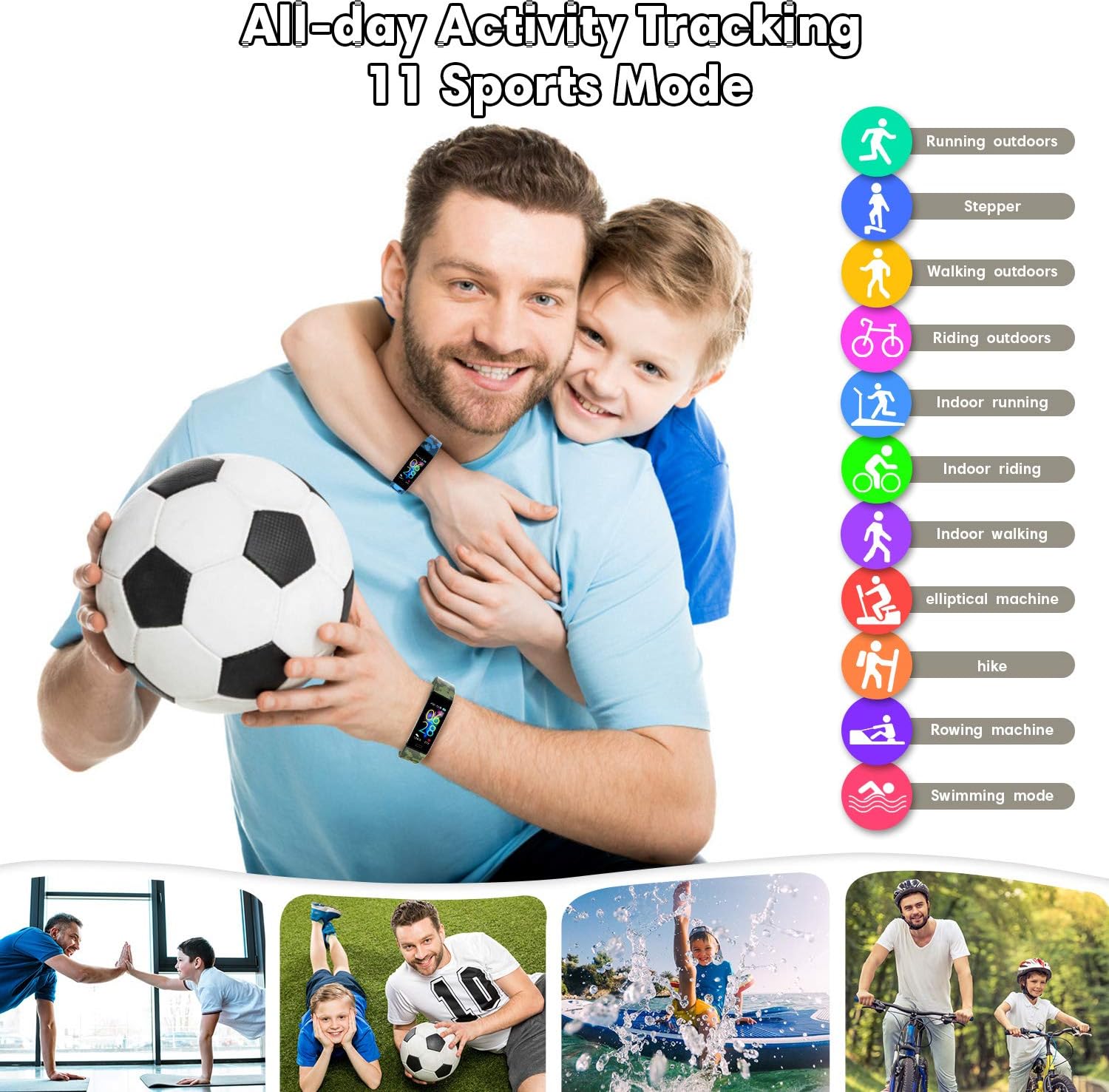 Diagram showing how to charge the Y99/G Fitness Tracker via USB