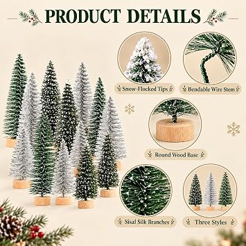 18 Pcs Mini Christmas Tree, Small Christmas Tree, Christmas Crafts, Diorama Models, Micro Scenery Landscape Architecture Trees, Plastic Winter Ornaments Tabletop Model Trees For Diy Craft Decoration