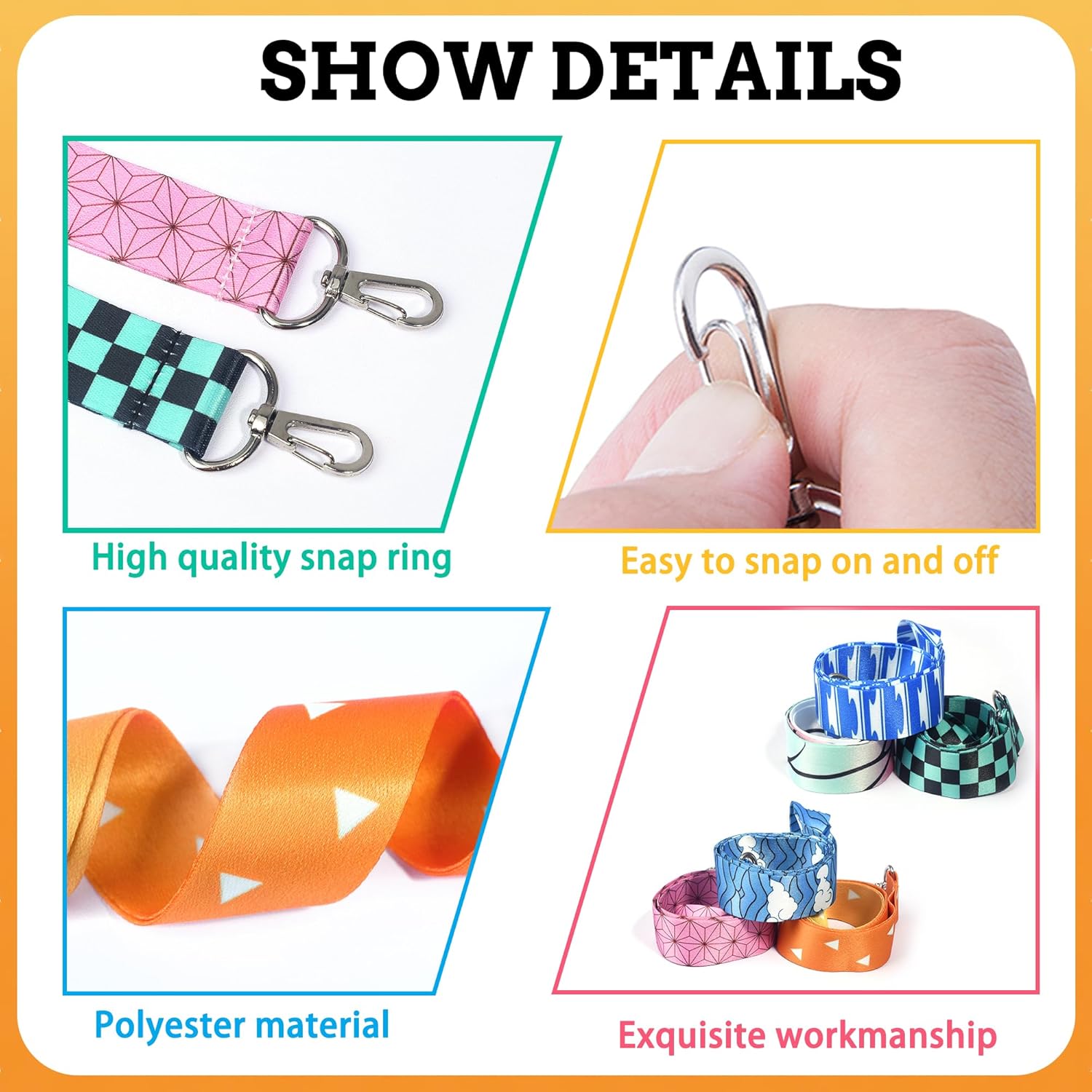 GTOTd Anime Cloud Cute Kids Teacher Neck Lanyard（6 Pack） for Key String Wallet. Anime Stuff Accessories Decor Gifts Merch Party Supplies ID Card Badge Holders Keychain for Teens Student Office - Image 3