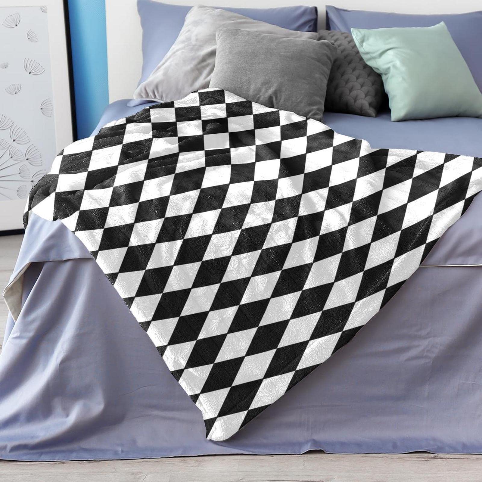 Coperta in pile con motivo tribale bianco e nero (10) per divano, divano o letto, accoglienti coperte morbide