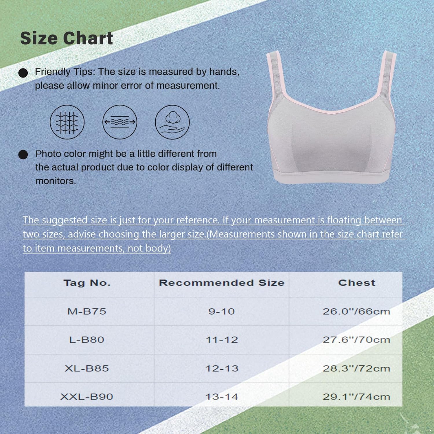 Teen Girls Seamless Bra Padded Wide Strips Crop Tank Tops Yoga Running Training Bra Underwear