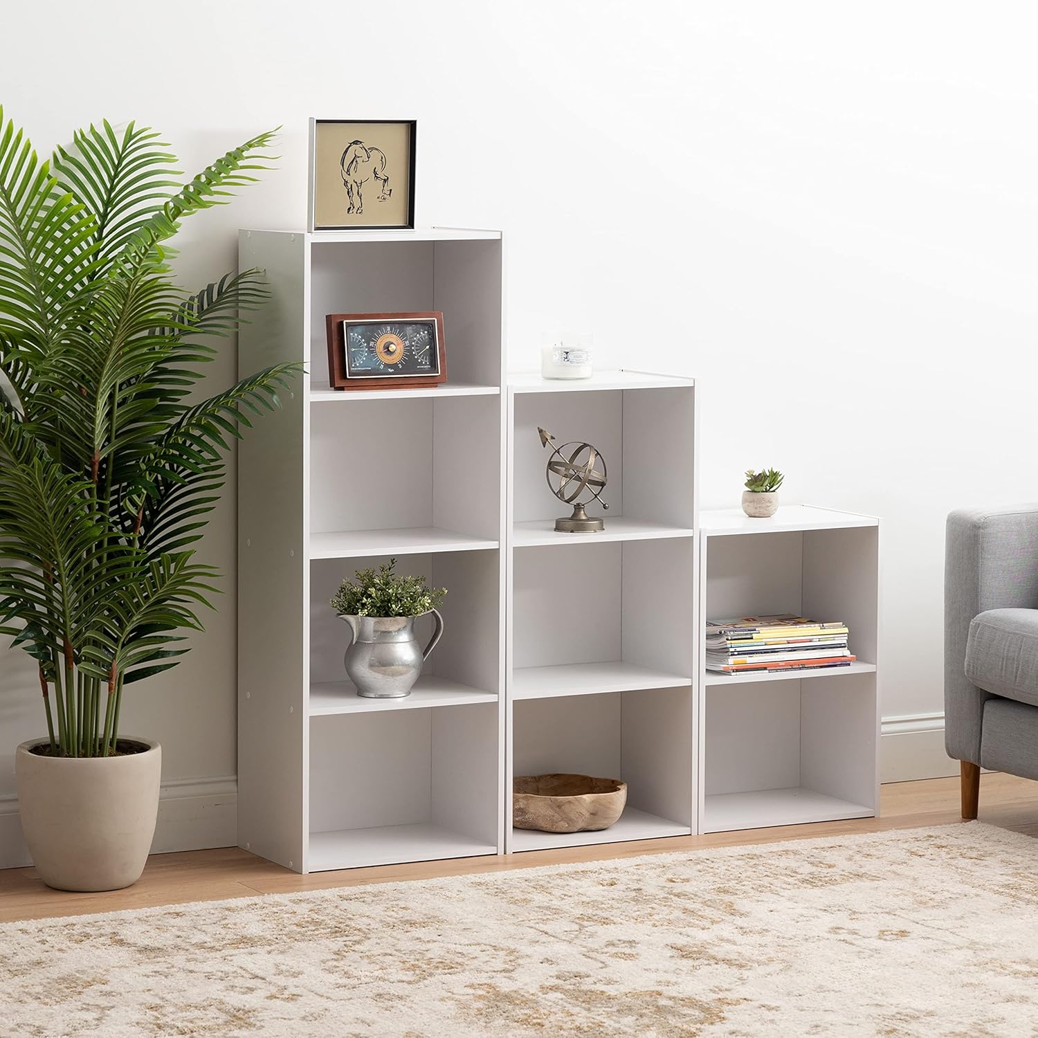 IRIS USA 3 Tier Cube Bookshelf Storage Cubby Shelf, Bookcase, White : Everything Else