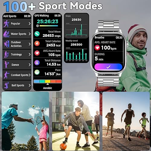 Miniatura 3 de Reloj inteligente para hombre (plata) plateado,Negro -,https://www.amazon.com/dp/undefined