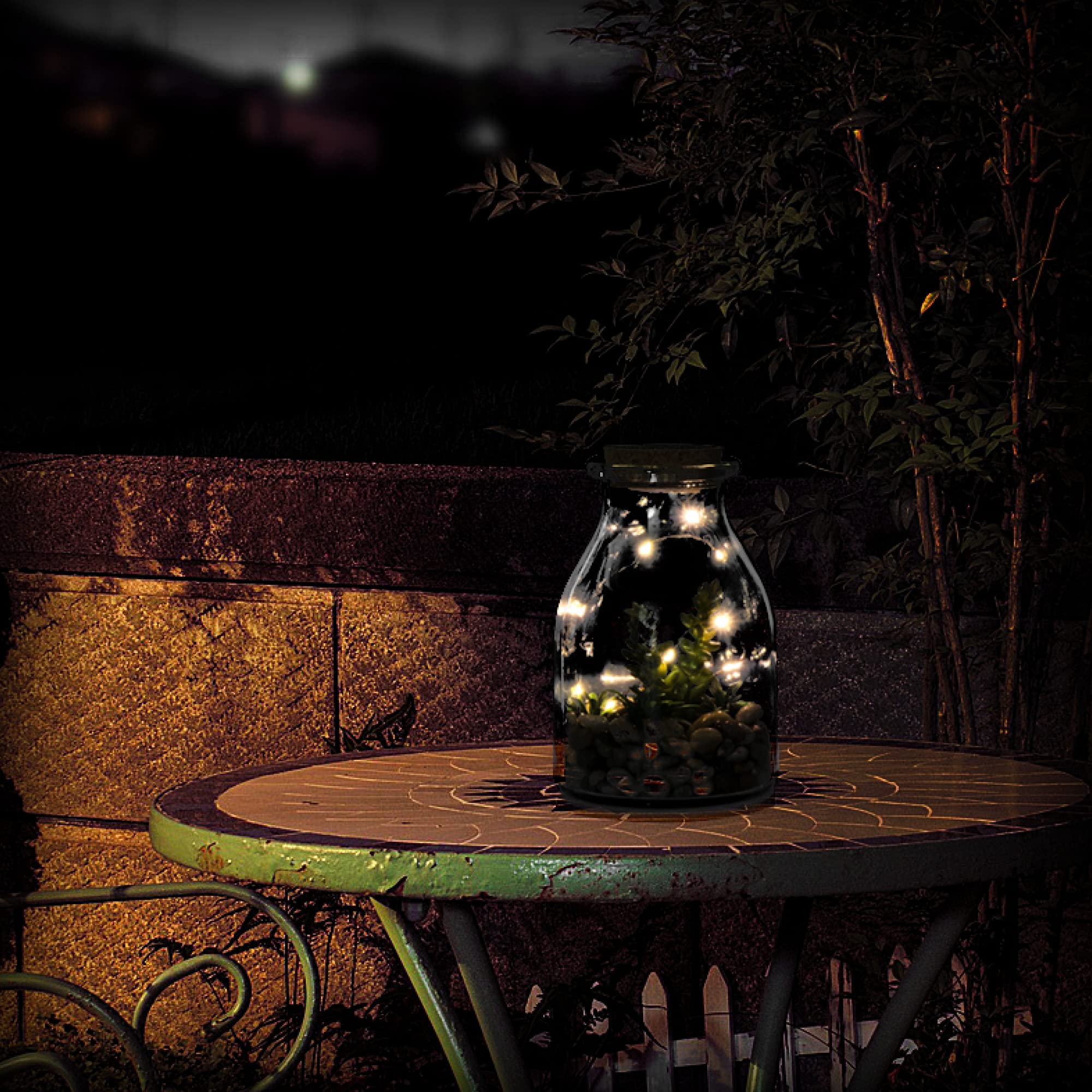 Terrarium En Verre Avec LED Et Fausses Succulentes Soufflées Main - Style C, Lumière Magique Pour Mariage, Table Ou Décoration Maison