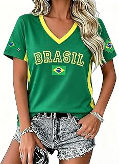 Soccer Cup 2026 Shirt Women USA Soccer Jersey Game Day T-Shirt Funny Soccer Graphic Y2k V Neck Short Sleeve Tops