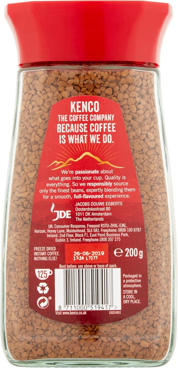 Kenco Smooth Instant Coffee 200g (Pack of 6 Jars, Total 1.2kg)