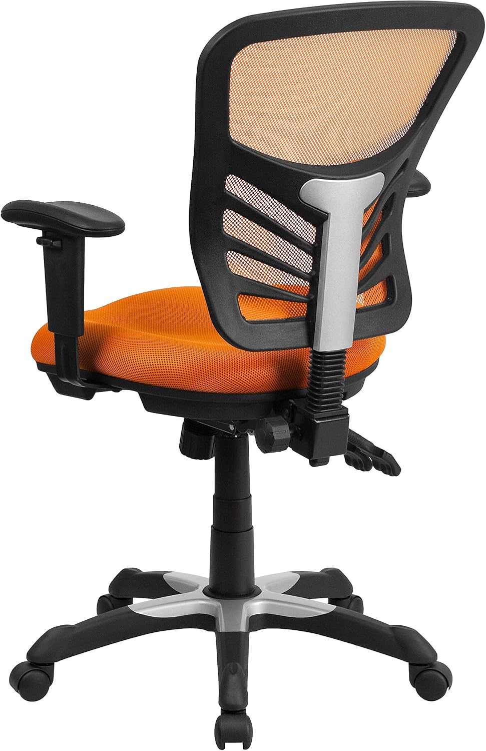 Flash Furniture Nicholas Mid-Back Swivel Office and Gaming Chair, Ergonomic Mesh Office Chair with Adjustable Lumbar Support and Height, Orange image 4
