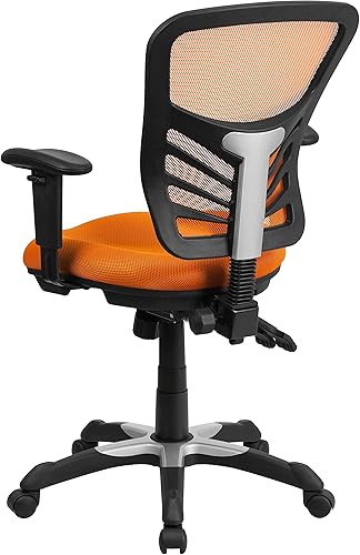 Miniatura 4 de Flash Furniture Nicholas - Silla de oficina ejecutiva, ergonómica y giratoria, multifuncional, malla naranja con brazos ajustables