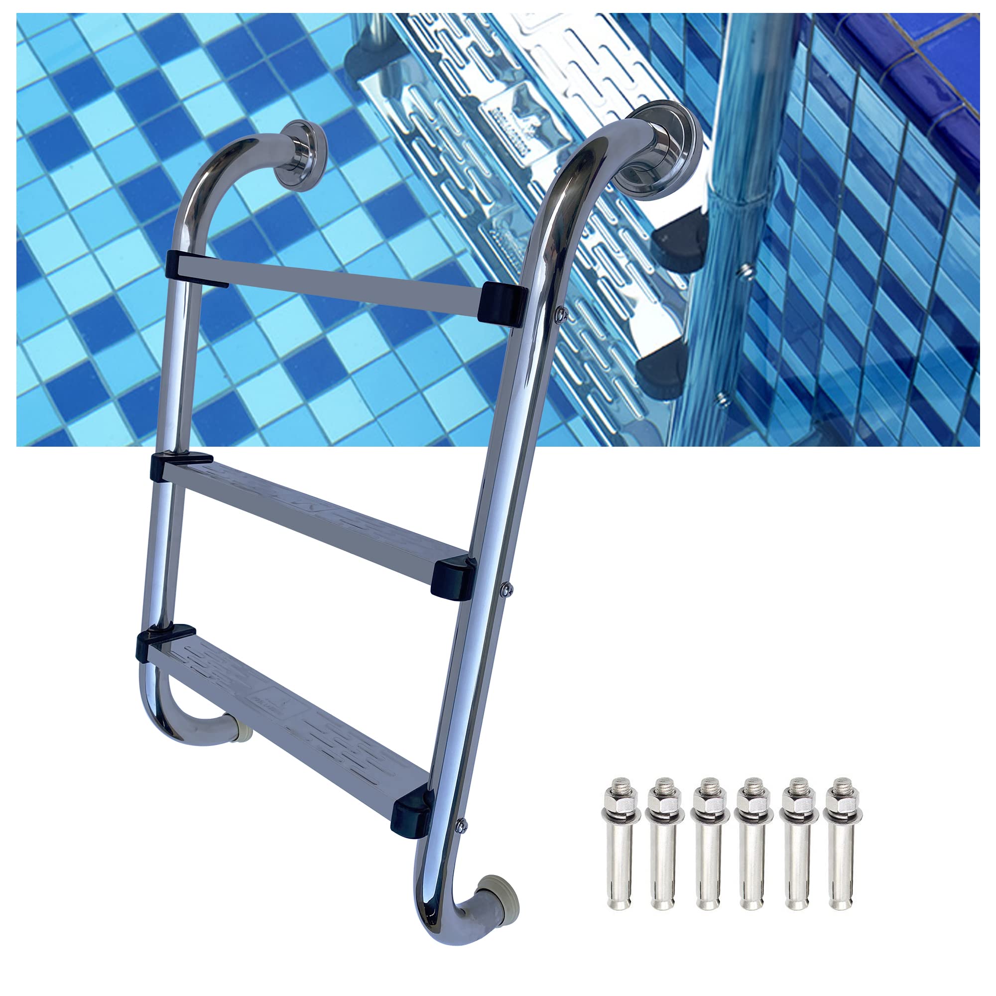 Main courante de piscine en acier inoxydable 304 avec support de charge