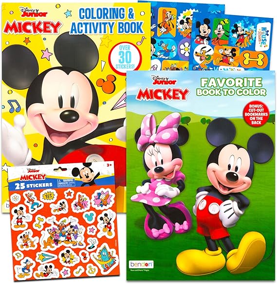 Amazon.com: Mickey Mouse Coloring Book with Stickers Set - Mickey ...
