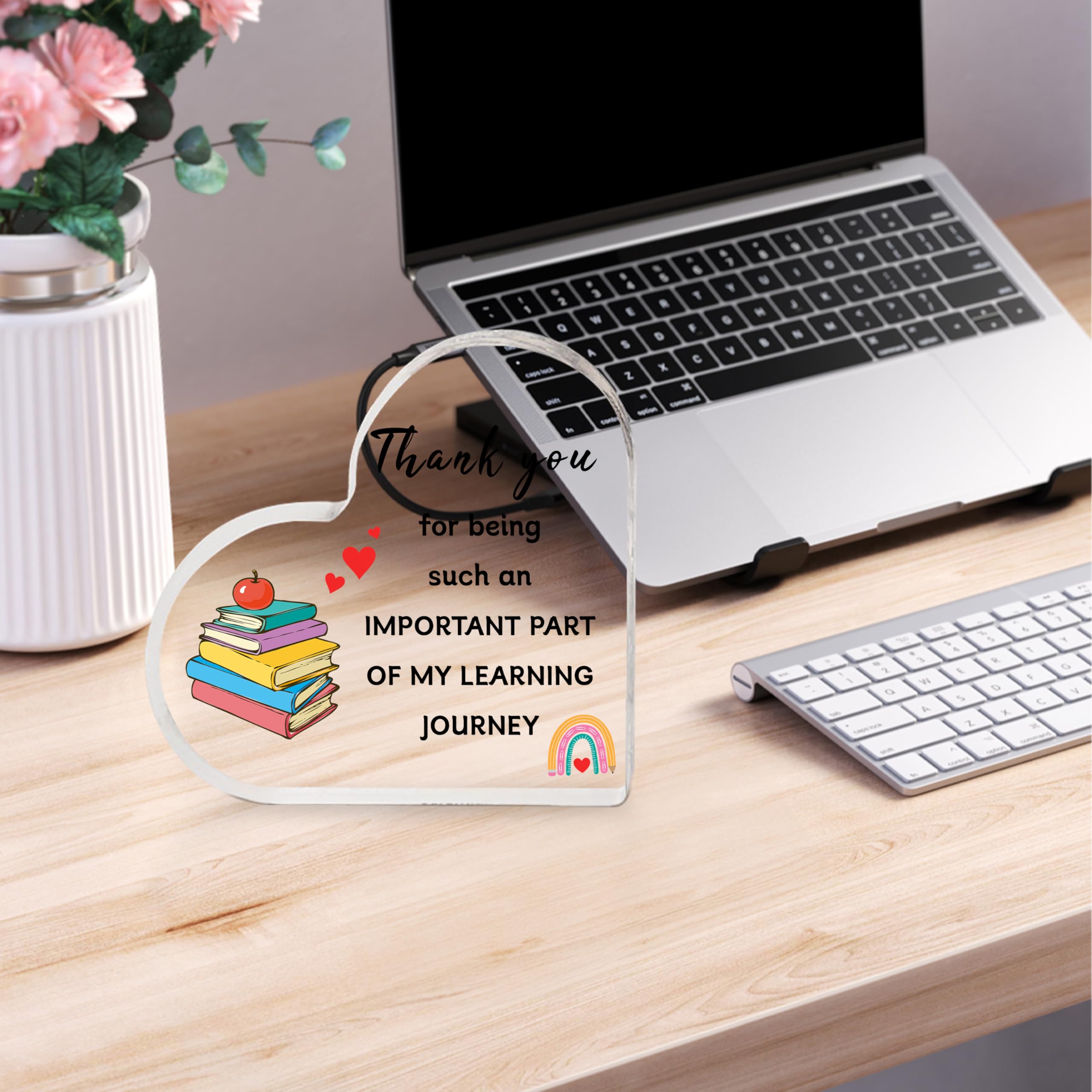 Teacher Gifts - Teacher Christmas Gift Acrylic Heart Plaque, Gifts for Teachers Women Men, Teacher Appreciation Gifts, Thank You Teacher Gift for Christmas Graduation Birthday Thanksgiving Retirement