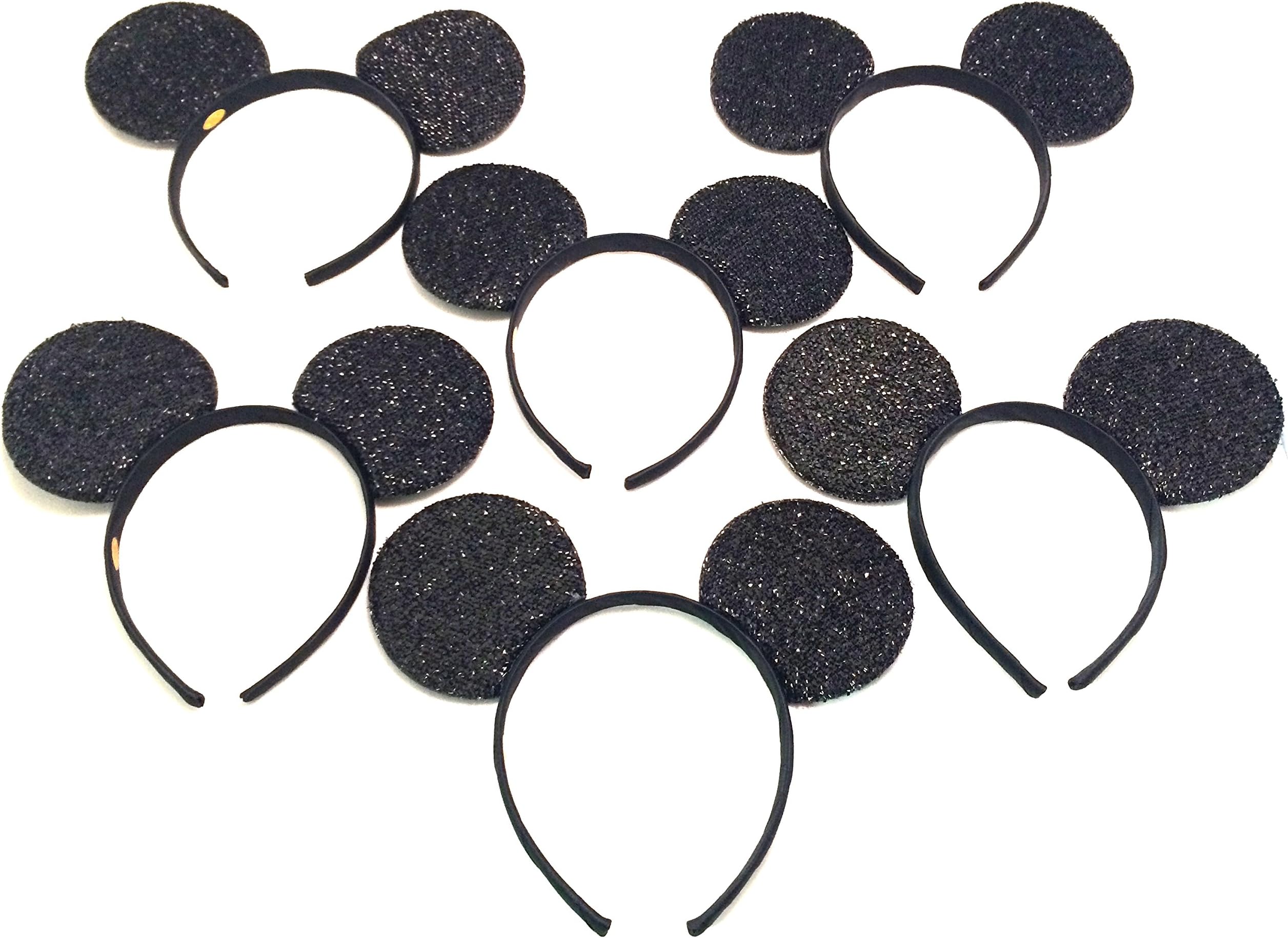 Brand New 2016 Disney Mickey Mouse Sparkle Ears Headbands Set of 6 Costume Headwear (Perfect for Disneyland, Birthday Parties and Much More!)