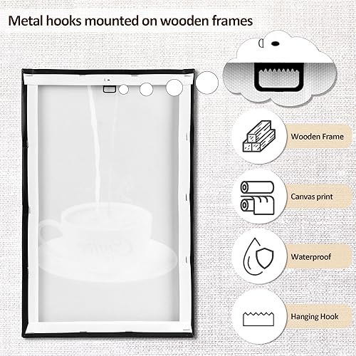 Miniatura 7 de Deveosa Decoración de pared de cafetería, cocina, letrero de barra de café, marcos de cocina, cuadros artísticos, lienzo, comedor, oficina,