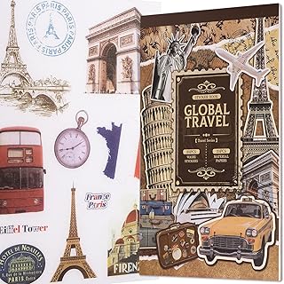 Vintage Scrapbook Stickers, 50 Sheets Global Travel Journaling Stickers,...
