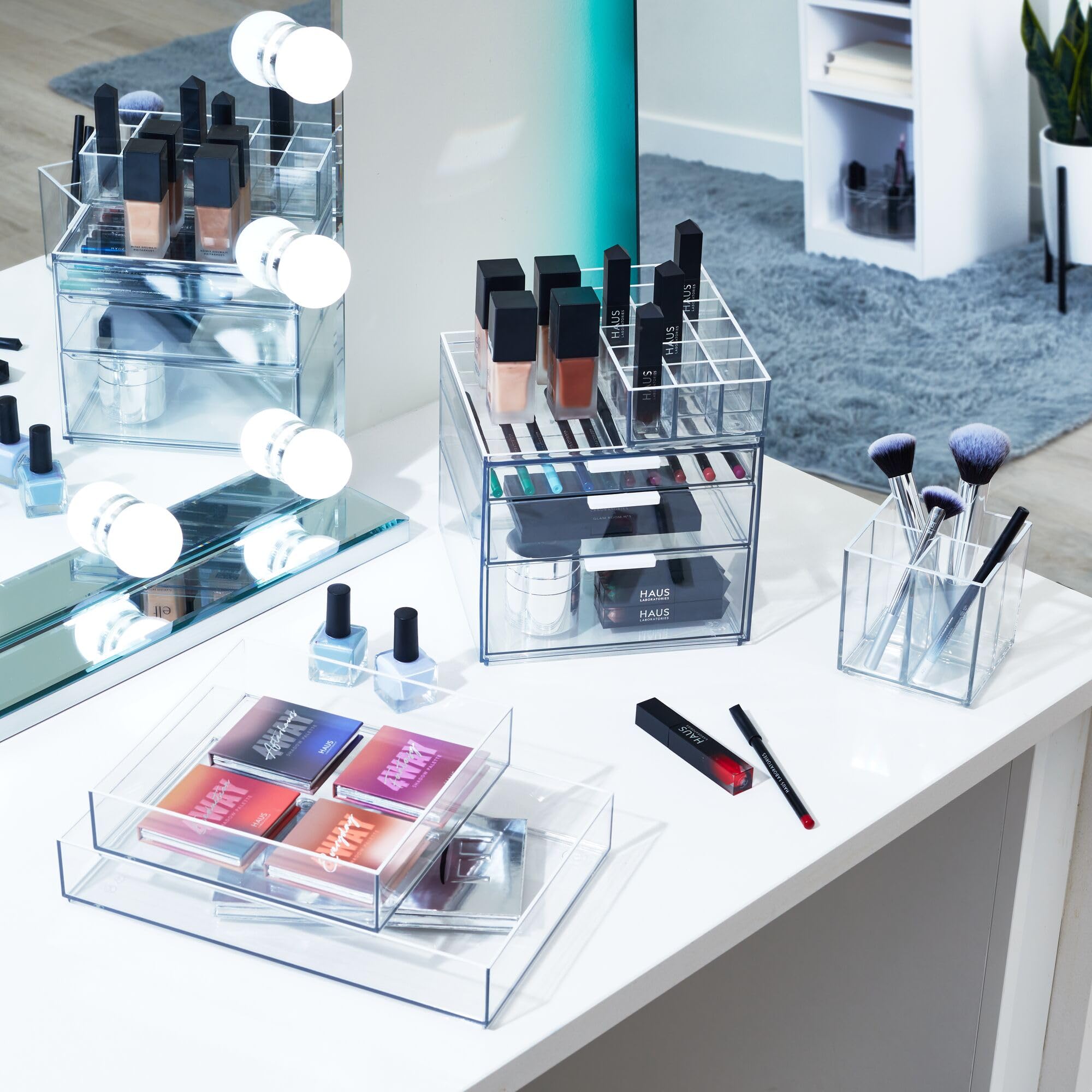 iDesign Sarah Tanno Collection Organizer kosmetyczny, 10 x 10 x 10,8 cm, przezroczysty