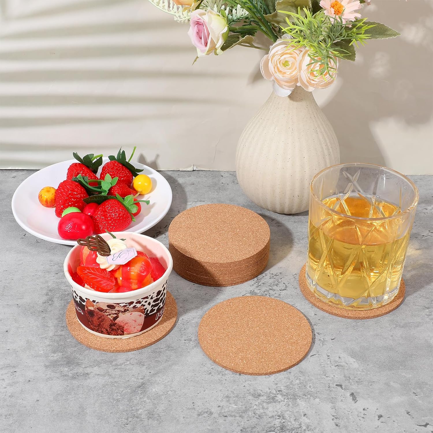 150 Pack Cork Coasters for Drinks Bulk 3.54 Inch Blank Cork Round Coasters for Laser Engraving, Non-Slip Surface, Heat Resistant DIY Coffee Coaster for Wedding Coffee Cup Home Tabletop Decoration - Image 4