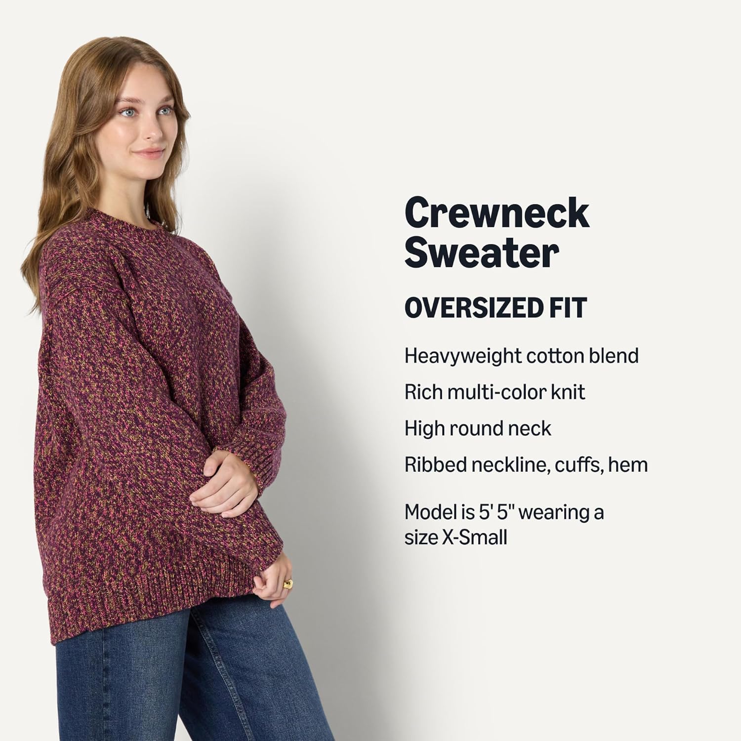 Amazon Essentials (Demi's Pick Women's Oversized-Fit Multi-Color Heavyweight Crewneck Sweater - Image 4
