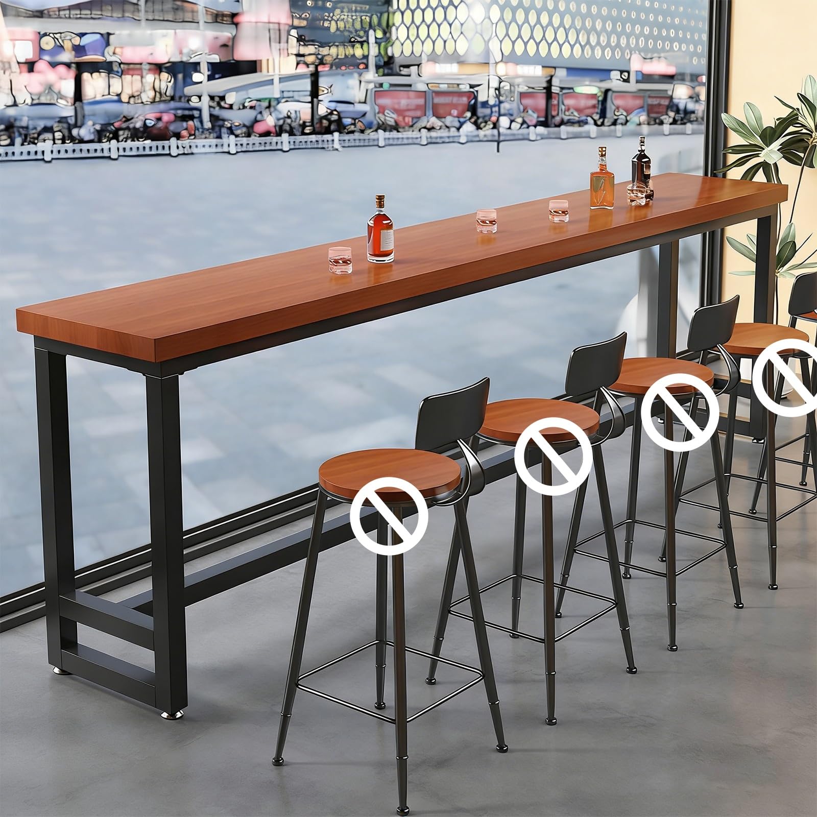 Mesa alta de bar de 180x40x105 cm para comedor hogar y cafetería comercial