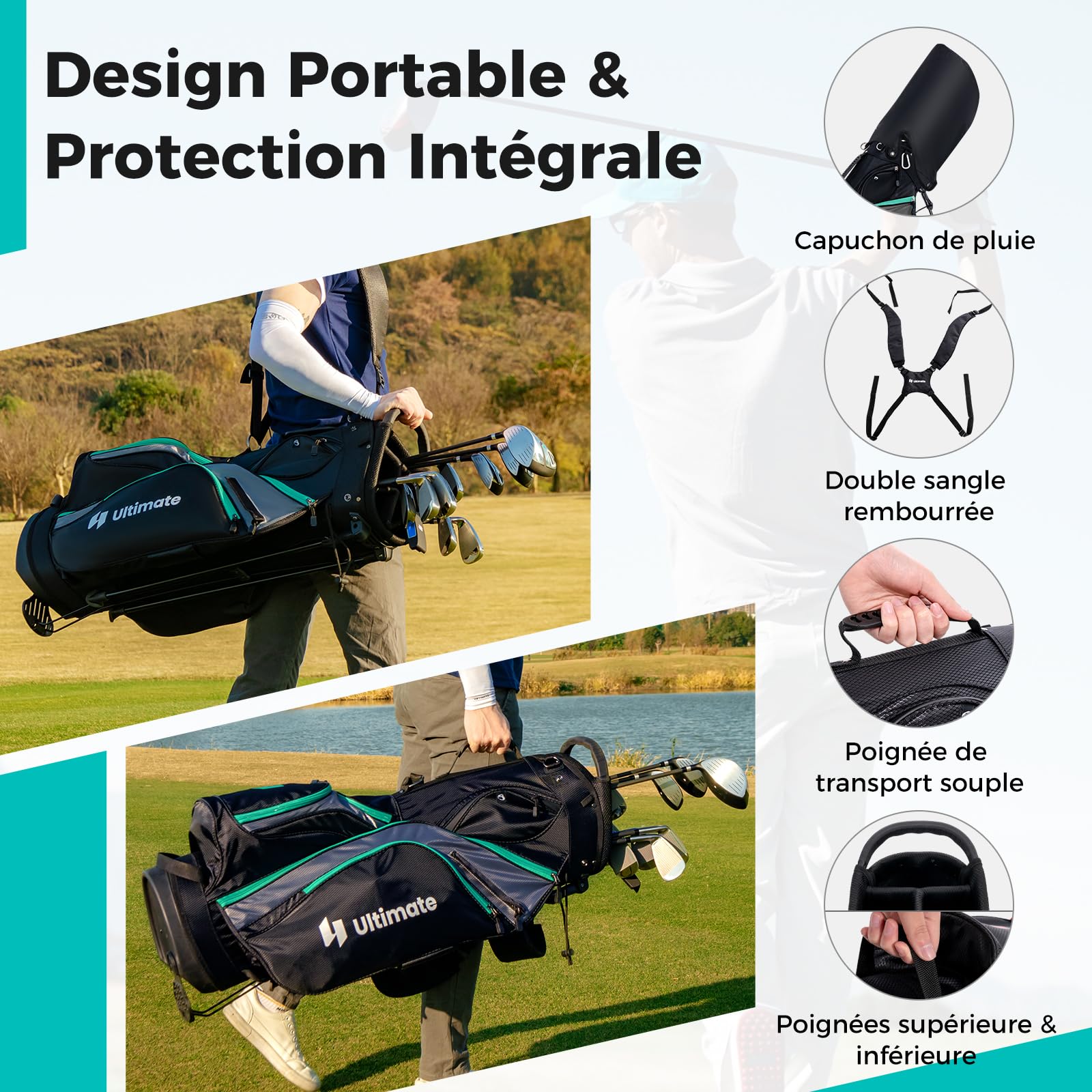 GYMAX Ensemble Complet de Clubs de Golf pour Hommes Droitier, Comprenant Driver #1 460CC, Fairway #3, Hybride #5, Fers #5, #6, #7, #8, #9, #P, #S, Putter, 3 Couvre-Golf et Sac de Golf