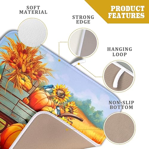 Vista 417 de Daisy On Old - Tapete de secado de platos de madera para encimera de cocina, tapete de secado de madera turquesa de 18 x 24 pulgadas con tapete