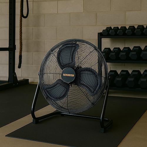 Miniatura 7 de Remington Ventilador de piso de alta velocidad, unidad de refrigeración portátil de 3 velocidades, flujo de aire de metal resistente para grandes