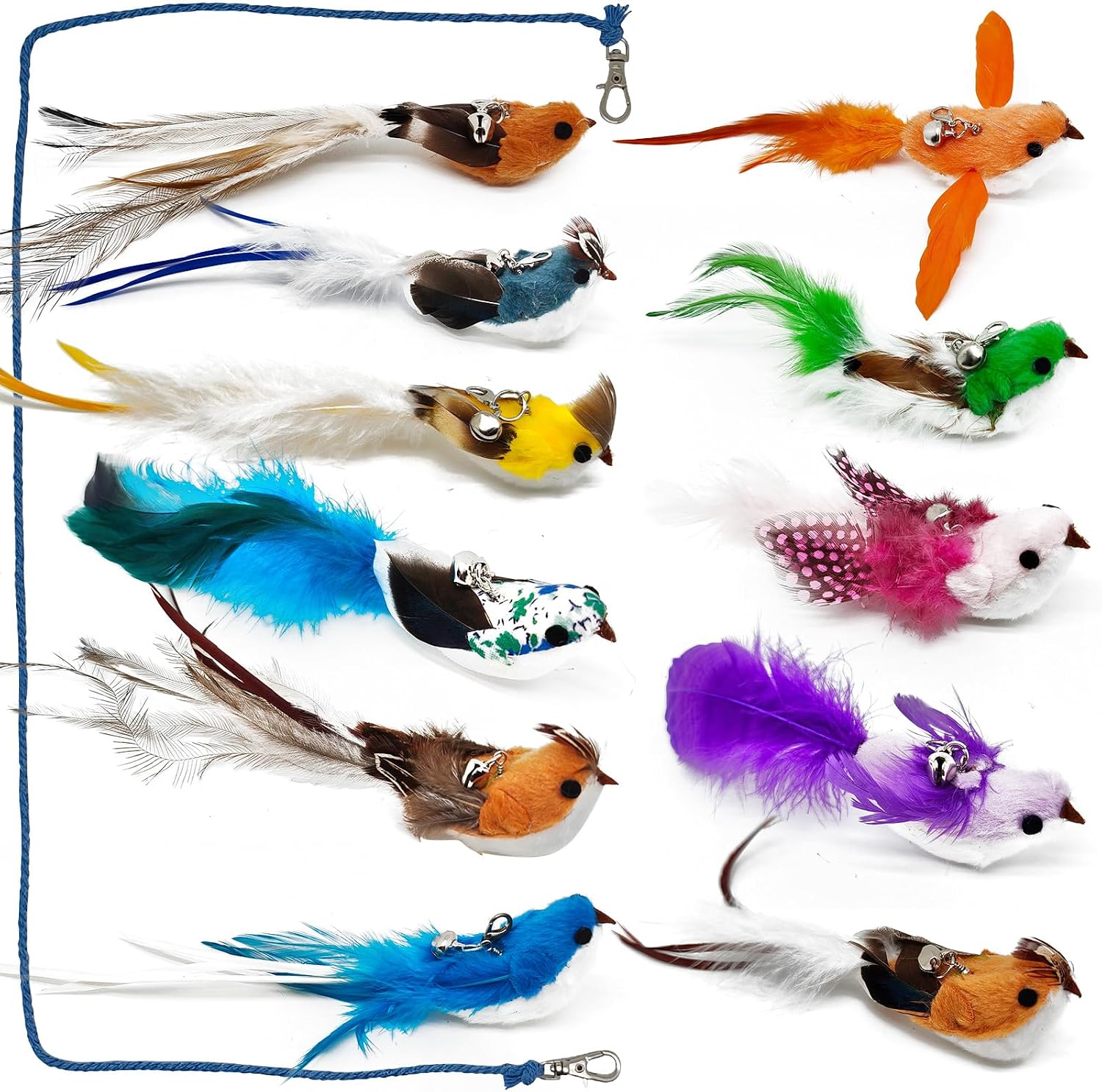 miwoowim 11Pcs Bird Cat Toy Refills with 24" String Refill Set for Wand image 3