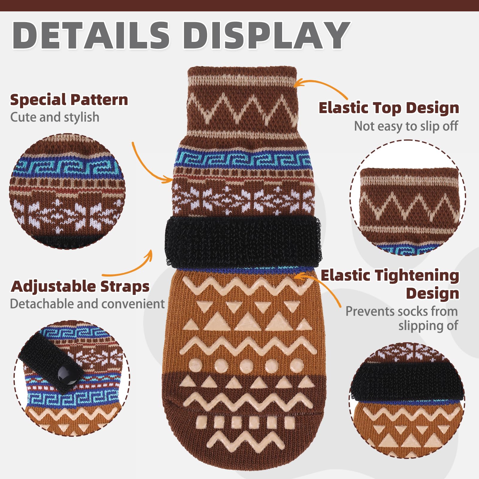 KOOLTAIL Dog Socks to Prevent Licking Paws for Hardwood Floors Anti Slip Winter Warm Pet Boots&Paw Protector with Grippers - Image 3