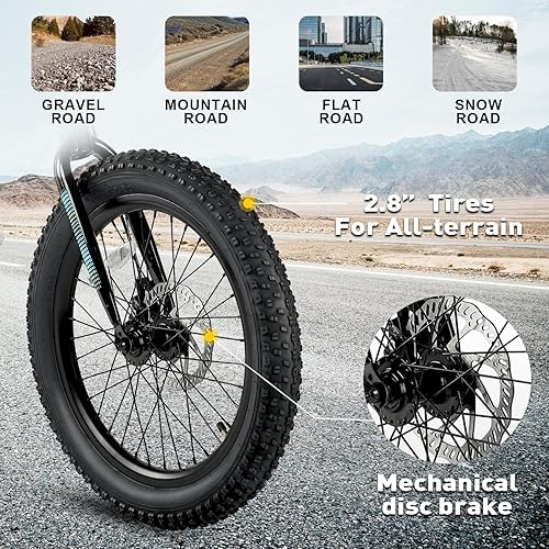 Miniatura 3 de Glerc Mars Kids Mountain Bike, 20 24 Inch Fat Tire Bike for Teen Ages 6-14 Year Old, Bicycle with 2.8-Inch Wide Tires and 6 Speed Drivetrain,